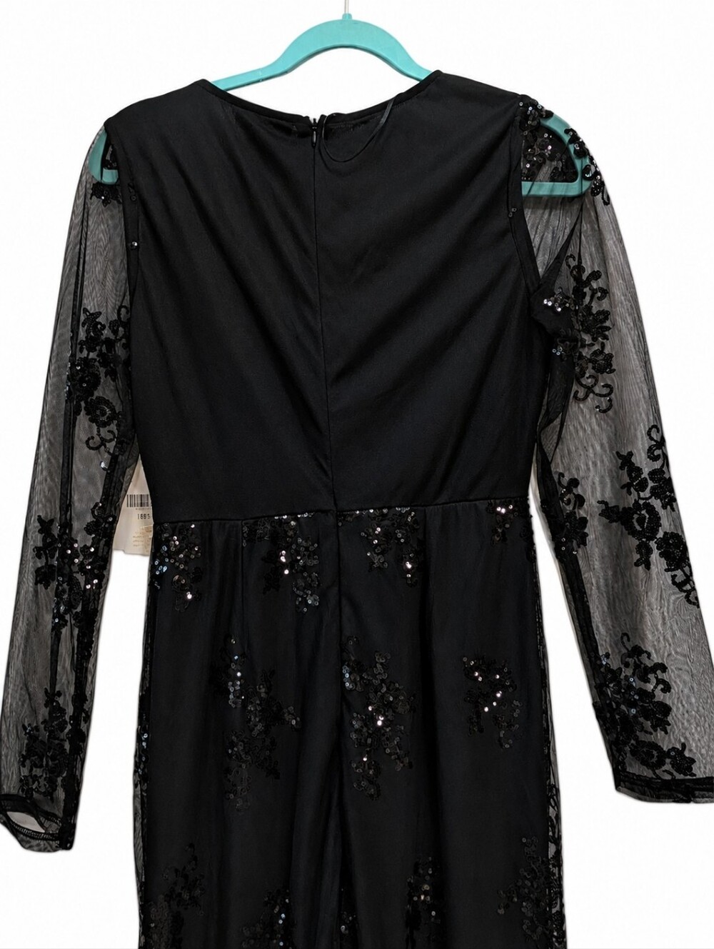 Altar'd State Black Sequin Lace Formal Flare Wide Legged Flowy Jumpsuit NWT - Picture 12 of 12